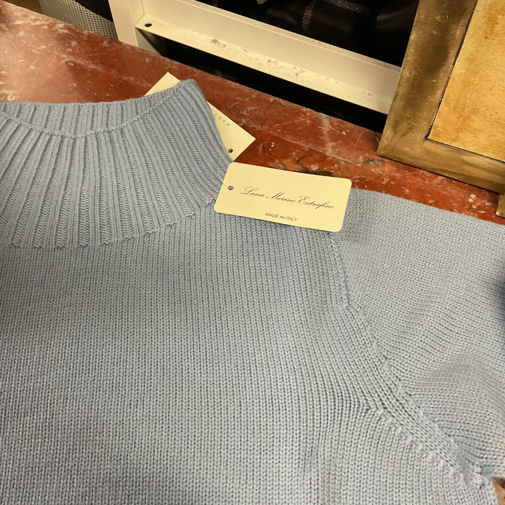 Maglione celeste in pura lana