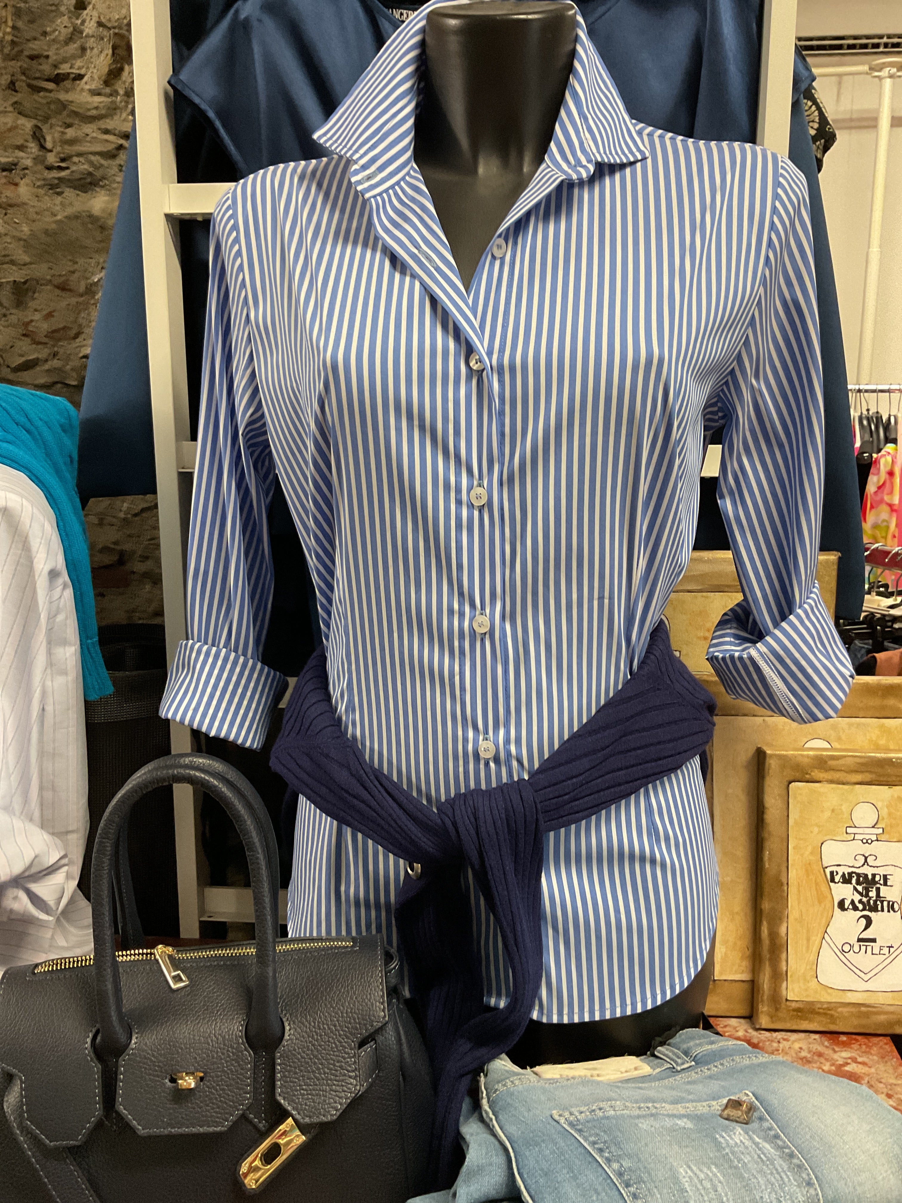 Camicia a righe popeline di cotone