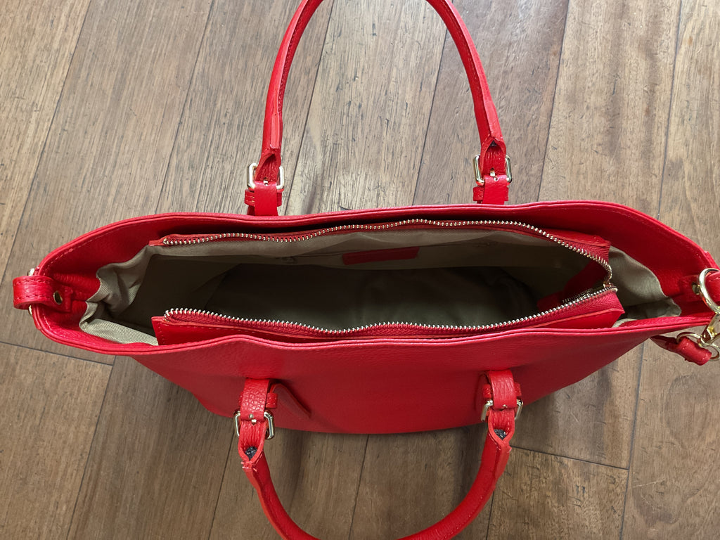 Borsa pelle con cerniera